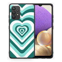 Thumbnail for Θήκη Samsung A32 4G Green Hearts από τη Smartfits με σχέδιο στο πίσω μέρος και μαύρο περίβλημα | Samsung A32 4G Green Hearts case with colorful back and black bezels