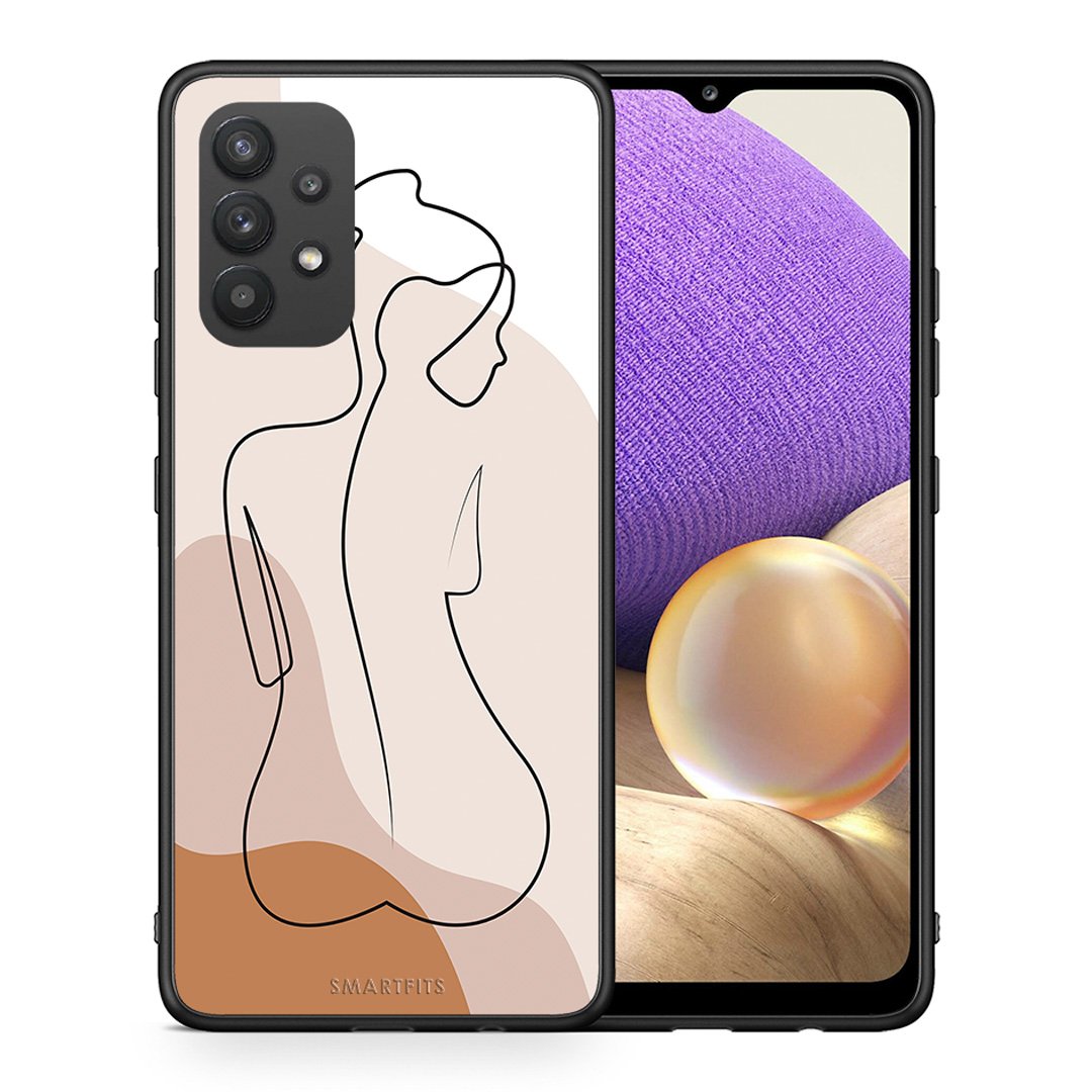 Θήκη Samsung A32 4G LineArt Woman από τη Smartfits με σχέδιο στο πίσω μέρος και μαύρο περίβλημα | Samsung A32 4G LineArt Woman case with colorful back and black bezels