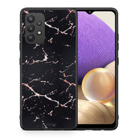 Thumbnail for Θήκη Samsung A32 4G Black Rosegold Marble από τη Smartfits με σχέδιο στο πίσω μέρος και μαύρο περίβλημα | Samsung A32 4G Black Rosegold Marble case with colorful back and black bezels