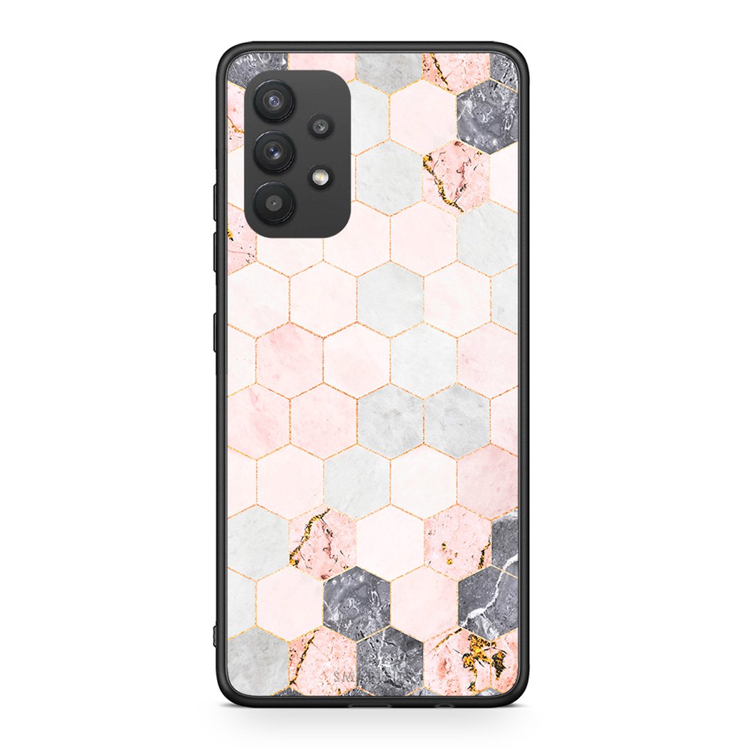 4 - Samsung A32 4G Hexagon Pink Marble case, cover, bumper