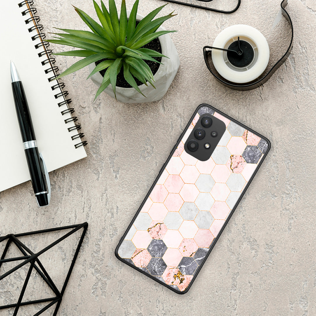 Marble Hexagon Pink - Samsung Galaxy A32 4G case