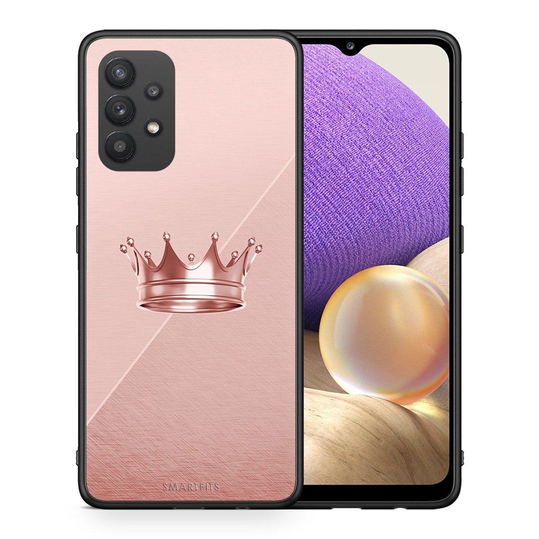 Θήκη Samsung A32 4G Crown Minimal από τη Smartfits με σχέδιο στο πίσω μέρος και μαύρο περίβλημα | Samsung A32 4G Crown Minimal case with colorful back and black bezels