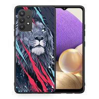 Thumbnail for Θήκη Samsung A32 4G Lion Designer PopArt από τη Smartfits με σχέδιο στο πίσω μέρος και μαύρο περίβλημα | Samsung A32 4G Lion Designer PopArt case with colorful back and black bezels