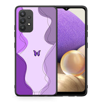 Thumbnail for Θήκη Αγίου Βαλεντίνου Samsung A32 4G Purple Mariposa από τη Smartfits με σχέδιο στο πίσω μέρος και μαύρο περίβλημα | Samsung A32 4G Purple Mariposa case with colorful back and black bezels