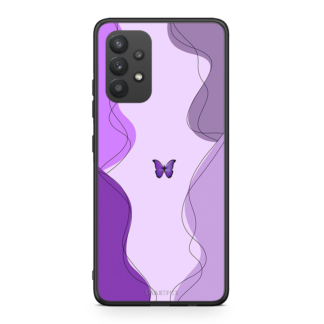 Samsung A32 4G Purple Mariposa Θήκη Αγίου Βαλεντίνου από τη Smartfits με σχέδιο στο πίσω μέρος και μαύρο περίβλημα | Smartphone case with colorful back and black bezels by Smartfits