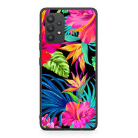 Thumbnail for Samsung A32 4G Tropical Flowers θήκη από τη Smartfits με σχέδιο στο πίσω μέρος και μαύρο περίβλημα | Smartphone case with colorful back and black bezels by Smartfits