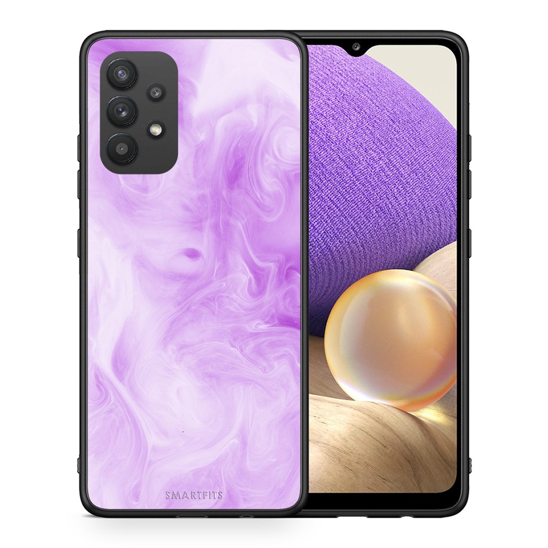 Θήκη Samsung A32 4G Lavender Watercolor από τη Smartfits με σχέδιο στο πίσω μέρος και μαύρο περίβλημα | Samsung A32 4G Lavender Watercolor case with colorful back and black bezels