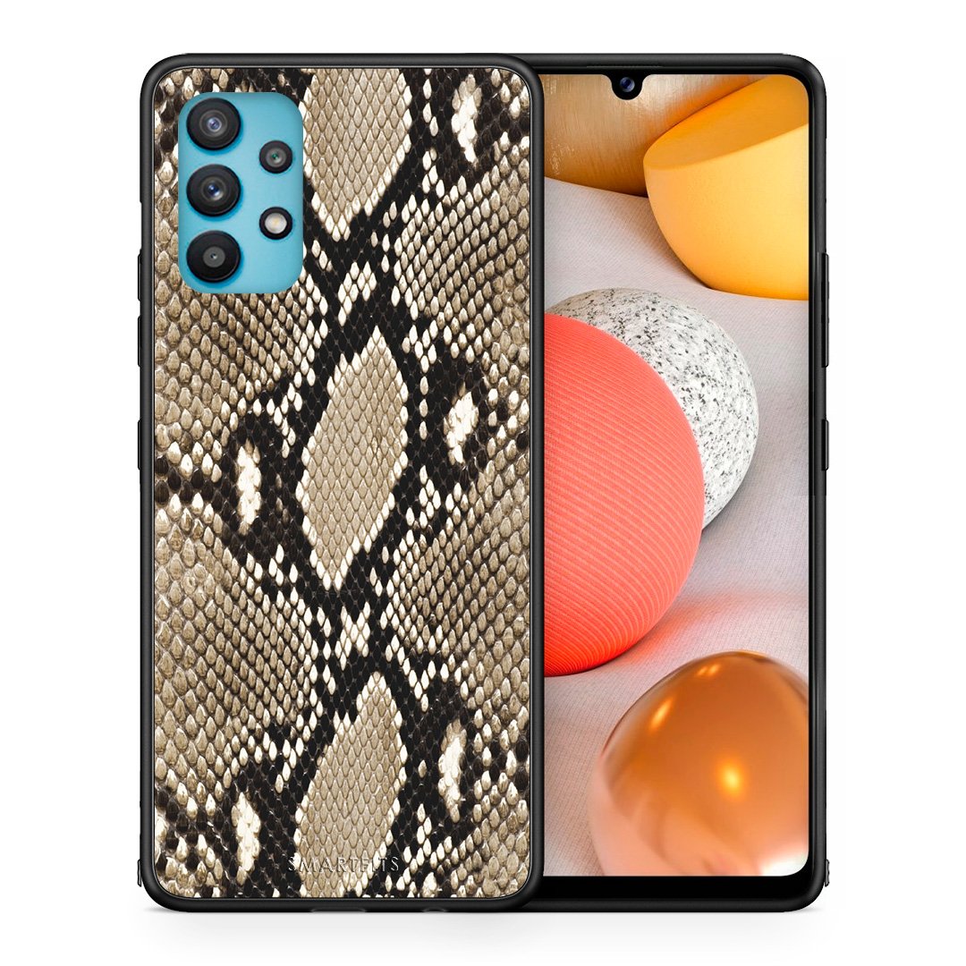 Θήκη Samsung Galaxy A32 5G  Fashion Snake Animal από τη Smartfits με σχέδιο στο πίσω μέρος και μαύρο περίβλημα | Samsung Galaxy A32 5G  Fashion Snake Animal case with colorful back and black bezels