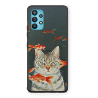 Thumbnail for Samsung Galaxy A32 5G  Cat Goldfish θήκη από τη Smartfits με σχέδιο στο πίσω μέρος και μαύρο περίβλημα | Smartphone case with colorful back and black bezels by Smartfits