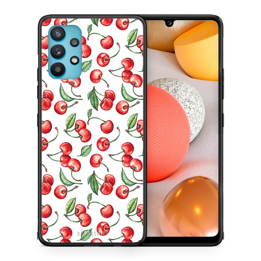 Θήκη Samsung Galaxy A32 5G  Cherry Summer από τη Smartfits με σχέδιο στο πίσω μέρος και μαύρο περίβλημα | Samsung Galaxy A32 5G  Cherry Summer case with colorful back and black bezels