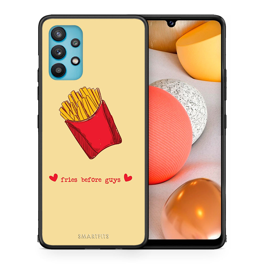 Θήκη Αγίου Βαλεντίνου Samsung Galaxy A32 5G Fries Before Guys από τη Smartfits με σχέδιο στο πίσω μέρος και μαύρο περίβλημα | Samsung Galaxy A32 5G Fries Before Guys case with colorful back and black bezels