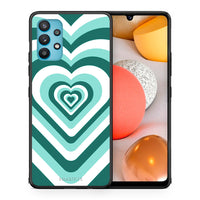 Thumbnail for Θήκη Samsung Galaxy A32 5G  Green Hearts από τη Smartfits με σχέδιο στο πίσω μέρος και μαύρο περίβλημα | Samsung Galaxy A32 5G  Green Hearts case with colorful back and black bezels