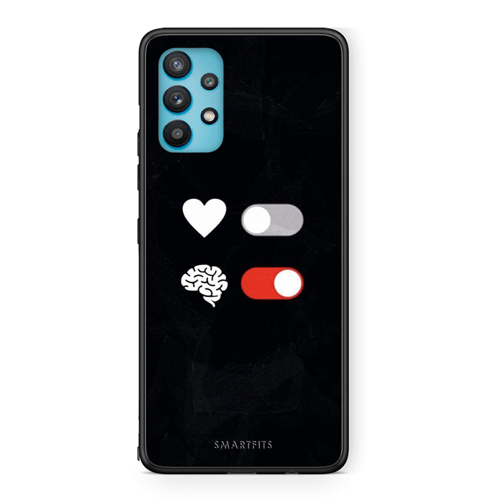 Samsung Galaxy A32 5G Heart Vs Brain Θήκη Αγίου Βαλεντίνου από τη Smartfits με σχέδιο στο πίσω μέρος και μαύρο περίβλημα | Smartphone case with colorful back and black bezels by Smartfits