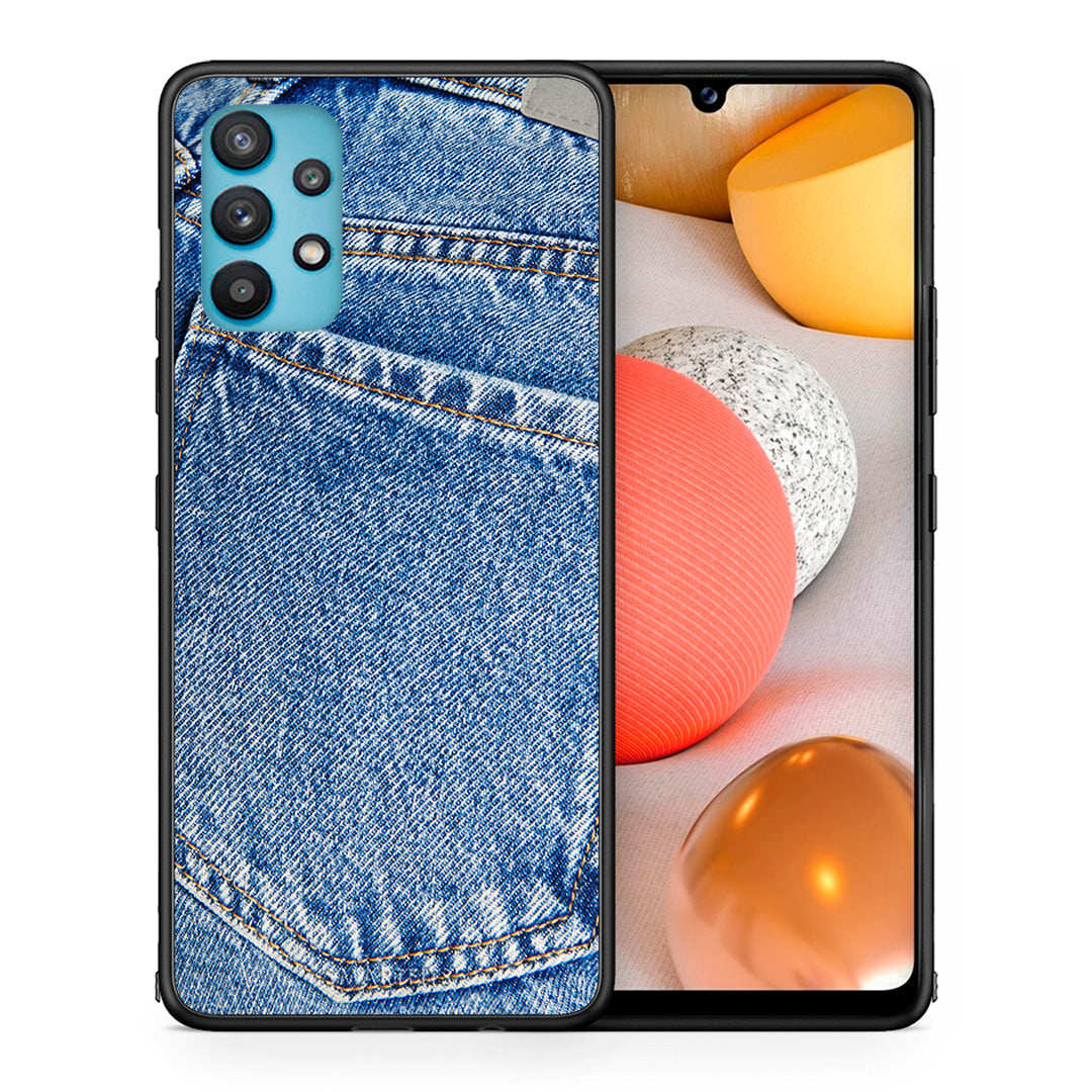 Θήκη Samsung Galaxy A32 5G  Jeans Pocket από τη Smartfits με σχέδιο στο πίσω μέρος και μαύρο περίβλημα | Samsung Galaxy A32 5G  Jeans Pocket case with colorful back and black bezels