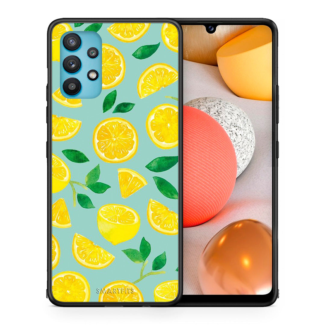 Θήκη Samsung Galaxy A32 5G  Lemons από τη Smartfits με σχέδιο στο πίσω μέρος και μαύρο περίβλημα | Samsung Galaxy A32 5G  Lemons case with colorful back and black bezels