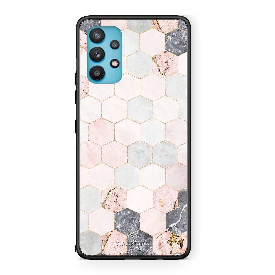 4 - Samsung Galaxy A32 5G  Hexagon Pink Marble case, cover, bumper