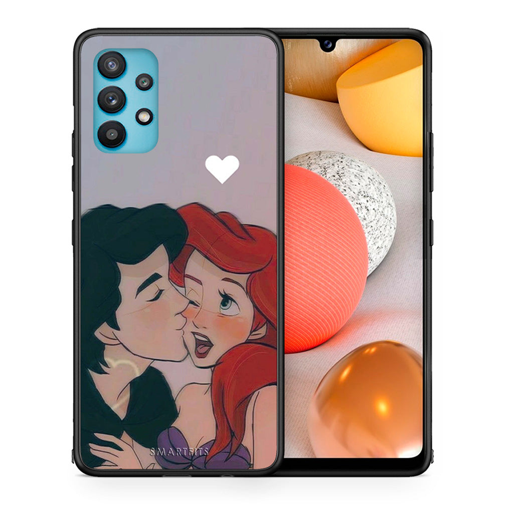 Θήκη Αγίου Βαλεντίνου Samsung Galaxy A32 5G Mermaid Love από τη Smartfits με σχέδιο στο πίσω μέρος και μαύρο περίβλημα | Samsung Galaxy A32 5G Mermaid Love case with colorful back and black bezels