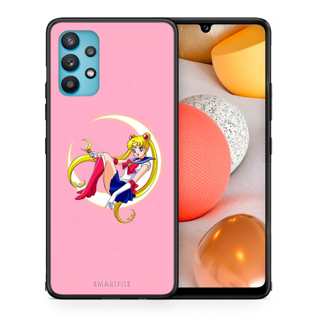 Θήκη Samsung Galaxy A32 5G  Moon Girl από τη Smartfits με σχέδιο στο πίσω μέρος και μαύρο περίβλημα | Samsung Galaxy A32 5G  Moon Girl case with colorful back and black bezels