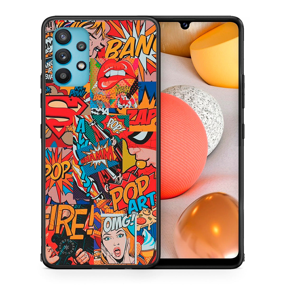 Θήκη Samsung Galaxy A32 5G  PopArt OMG από τη Smartfits με σχέδιο στο πίσω μέρος και μαύρο περίβλημα | Samsung Galaxy A32 5G  PopArt OMG case with colorful back and black bezels