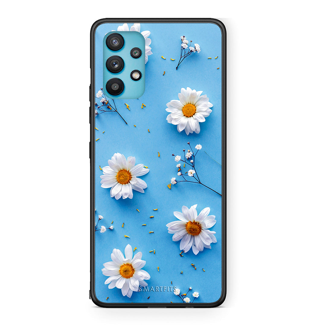 Samsung Galaxy A32 5G  Real Daisies θήκη από τη Smartfits με σχέδιο στο πίσω μέρος και μαύρο περίβλημα | Smartphone case with colorful back and black bezels by Smartfits