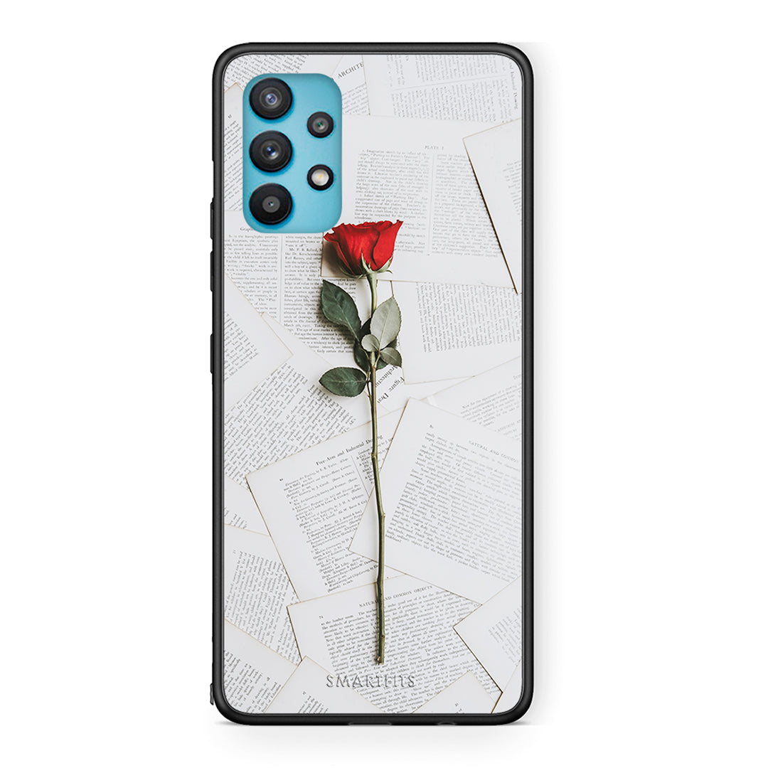 Samsung Galaxy A32 5G  Red Rose θήκη από τη Smartfits με σχέδιο στο πίσω μέρος και μαύρο περίβλημα | Smartphone case with colorful back and black bezels by Smartfits