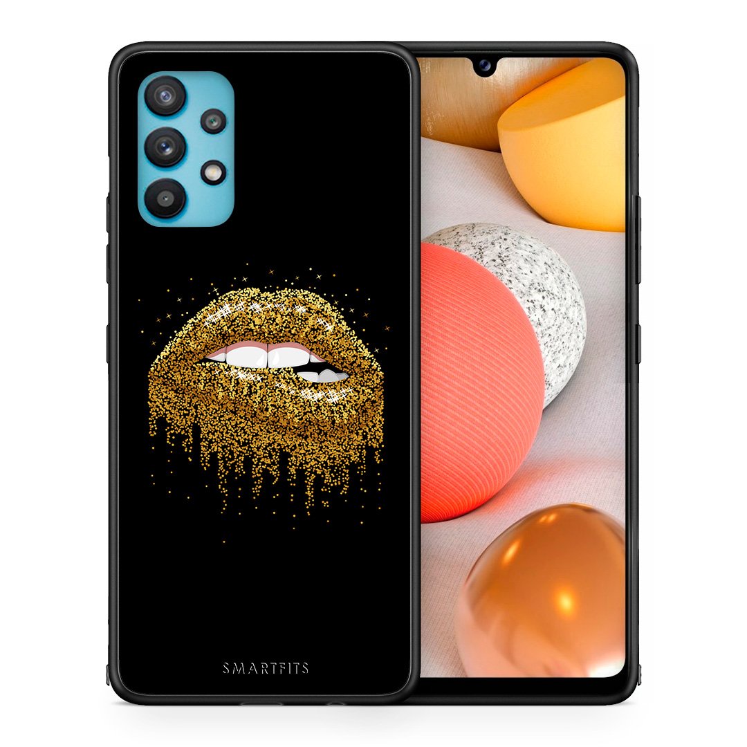 Θήκη Samsung Galaxy A32 5G  Golden Valentine από τη Smartfits με σχέδιο στο πίσω μέρος και μαύρο περίβλημα | Samsung Galaxy A32 5G  Golden Valentine case with colorful back and black bezels