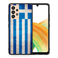 Thumbnail for Θήκη Samsung A33 5G Greek Flag από τη Smartfits με σχέδιο στο πίσω μέρος και μαύρο περίβλημα | Samsung A33 5G Greek Flag case with colorful back and black bezels