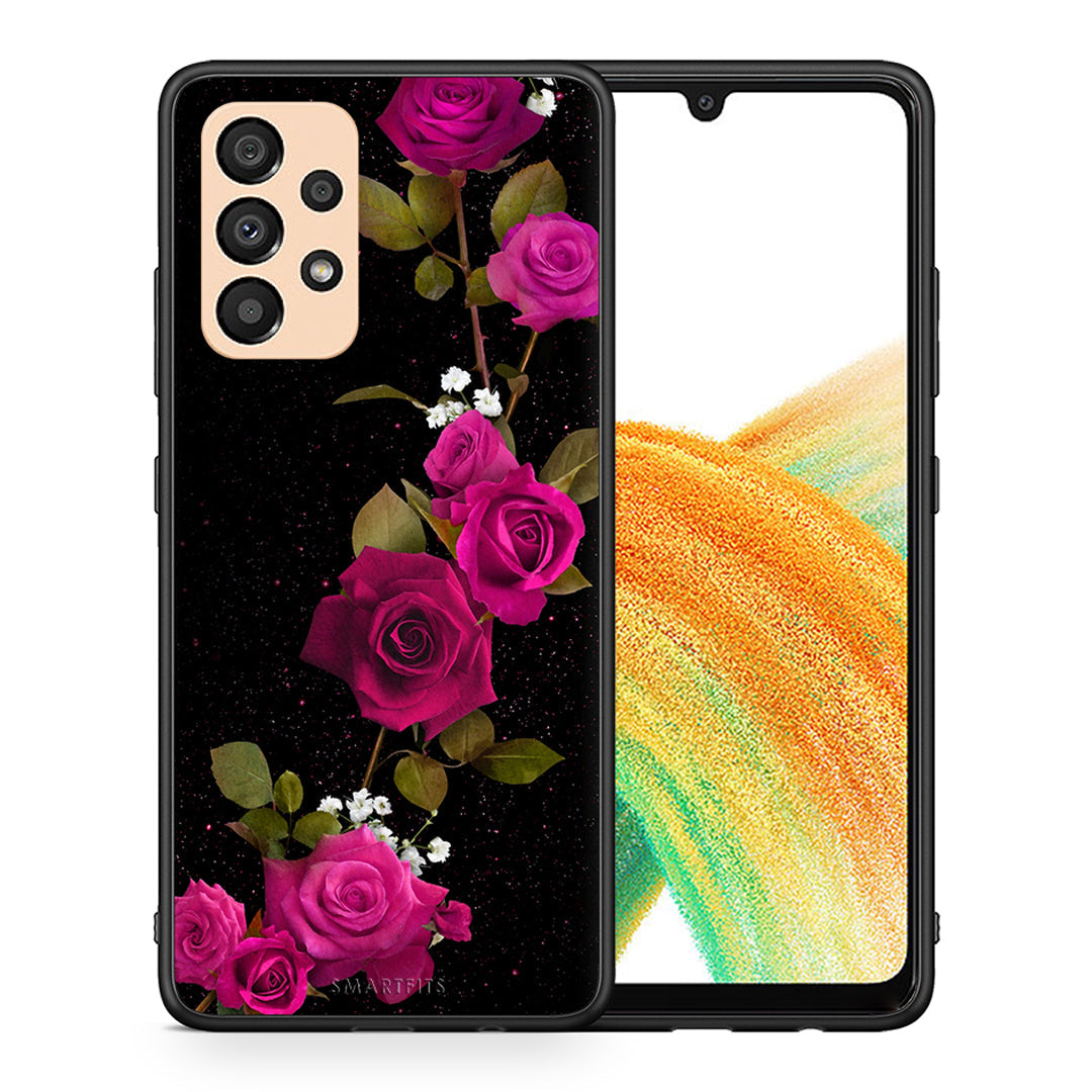 Θήκη Samsung A33 5G Red Roses Flower από τη Smartfits με σχέδιο στο πίσω μέρος και μαύρο περίβλημα | Samsung A33 5G Red Roses Flower case with colorful back and black bezels