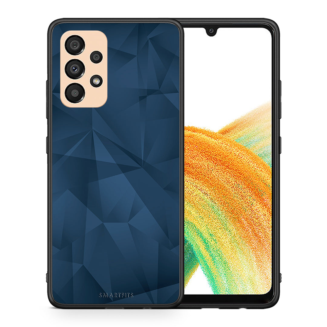 Θήκη Samsung A33 5G Blue Abstract Geometric από τη Smartfits με σχέδιο στο πίσω μέρος και μαύρο περίβλημα | Samsung A33 5G Blue Abstract Geometric case with colorful back and black bezels