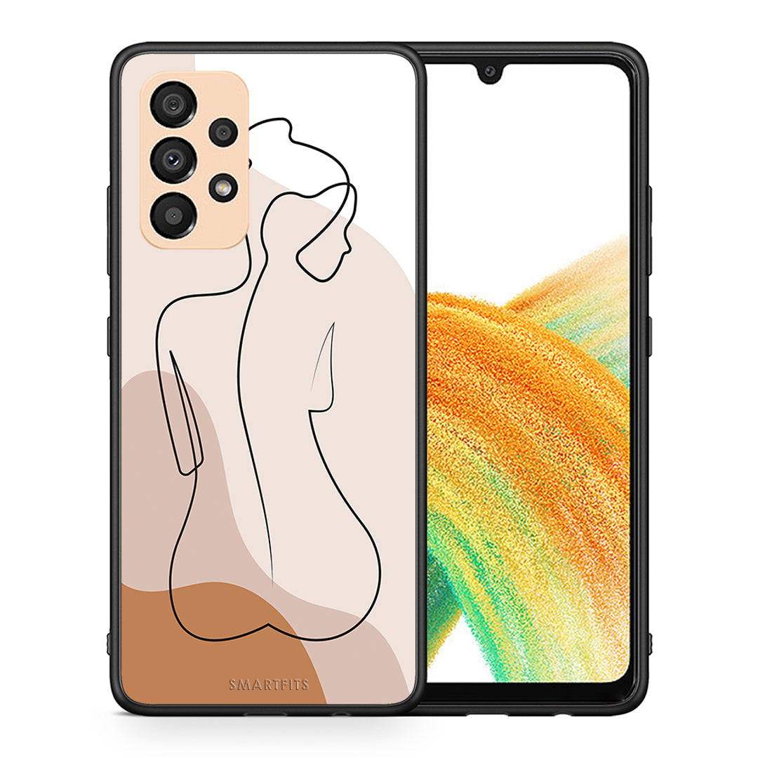 Θήκη Samsung A33 5G LineArt Woman από τη Smartfits με σχέδιο στο πίσω μέρος και μαύρο περίβλημα | Samsung A33 5G LineArt Woman case with colorful back and black bezels