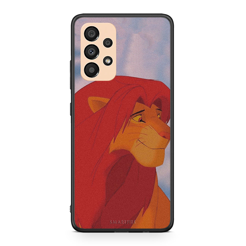 Samsung A33 5G Lion Love 1 Θήκη Αγίου Βαλεντίνου από τη Smartfits με σχέδιο στο πίσω μέρος και μαύρο περίβλημα | Smartphone case with colorful back and black bezels by Smartfits