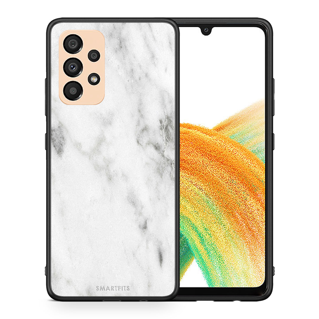 Θήκη Samsung A33 5G White Marble από τη Smartfits με σχέδιο στο πίσω μέρος και μαύρο περίβλημα | Samsung A33 5G White Marble case with colorful back and black bezels