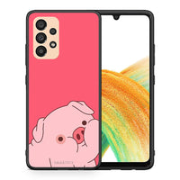 Thumbnail for Θήκη Αγίου Βαλεντίνου Samsung A33 5G Pig Love 1 από τη Smartfits με σχέδιο στο πίσω μέρος και μαύρο περίβλημα | Samsung A33 5G Pig Love 1 case with colorful back and black bezels