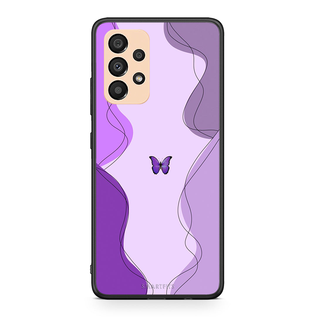 Samsung A33 5G Purple Mariposa Θήκη Αγίου Βαλεντίνου από τη Smartfits με σχέδιο στο πίσω μέρος και μαύρο περίβλημα | Smartphone case with colorful back and black bezels by Smartfits