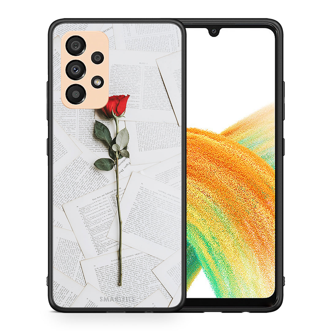 Θήκη Samsung A33 5G Red Rose από τη Smartfits με σχέδιο στο πίσω μέρος και μαύρο περίβλημα | Samsung A33 5G Red Rose case with colorful back and black bezels