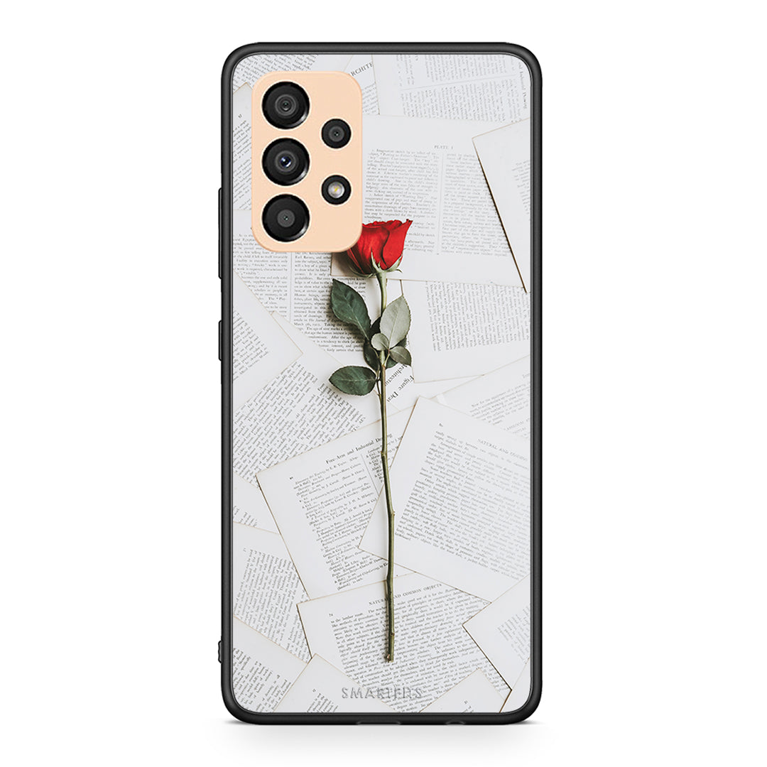 Samsung A33 5G Red Rose θήκη από τη Smartfits με σχέδιο στο πίσω μέρος και μαύρο περίβλημα | Smartphone case with colorful back and black bezels by Smartfits