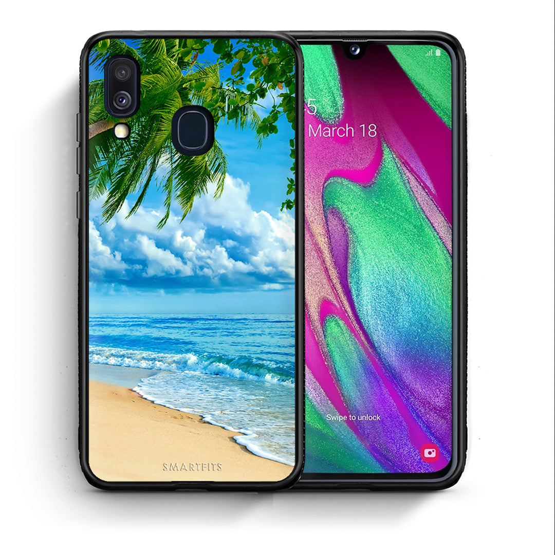 Θήκη Samsung A40 Beautiful Beach από τη Smartfits με σχέδιο στο πίσω μέρος και μαύρο περίβλημα | Samsung A40 Beautiful Beach case with colorful back and black bezels