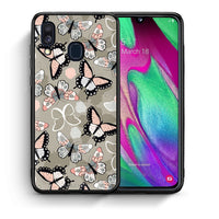 Thumbnail for Θήκη Samsung A40 Butterflies Boho από τη Smartfits με σχέδιο στο πίσω μέρος και μαύρο περίβλημα | Samsung A40 Butterflies Boho case with colorful back and black bezels
