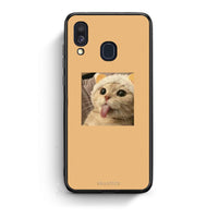 Thumbnail for Samsung A40 Cat Tongue θήκη από τη Smartfits με σχέδιο στο πίσω μέρος και μαύρο περίβλημα | Smartphone case with colorful back and black bezels by Smartfits