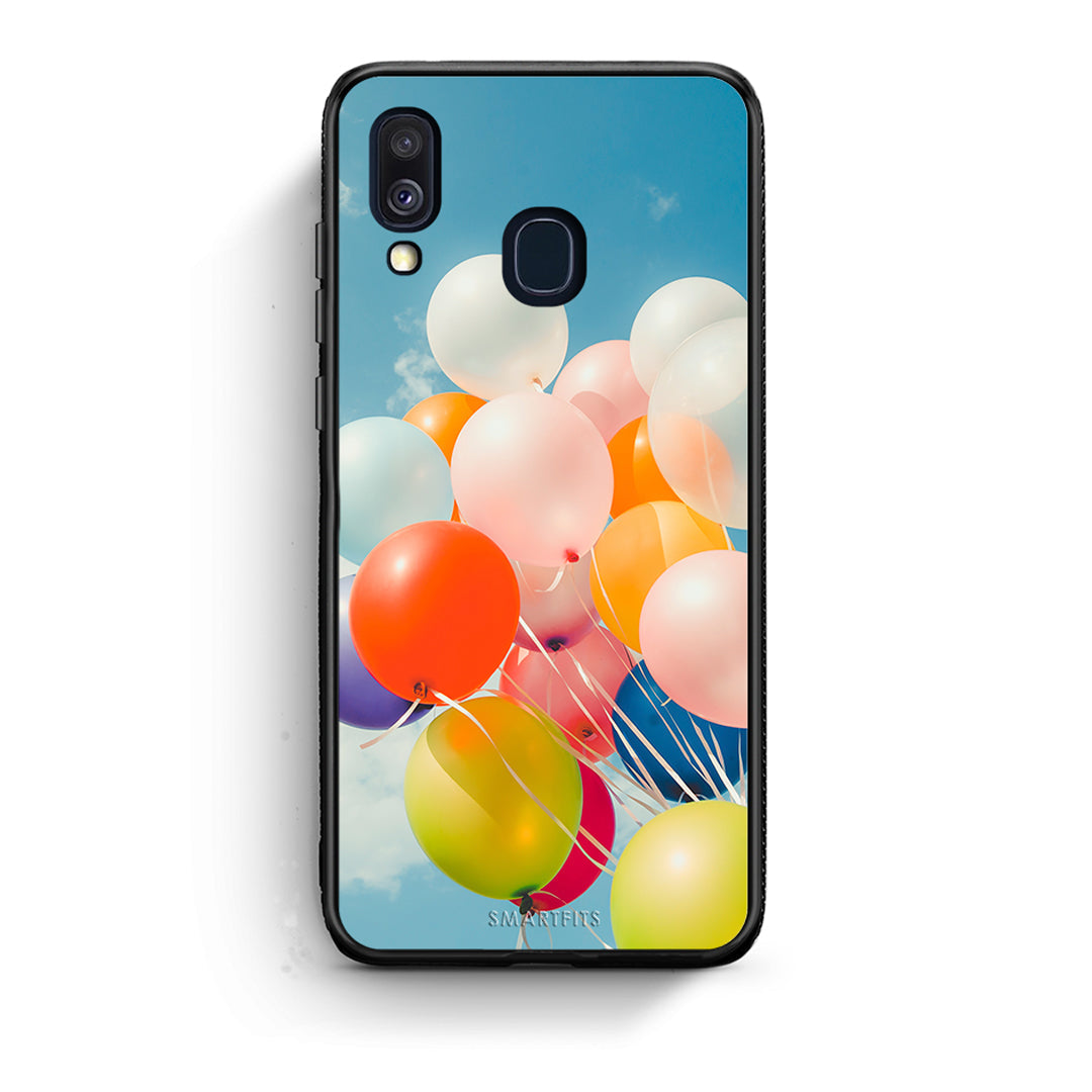 Samsung A40 Colorful Balloons θήκη από τη Smartfits με σχέδιο στο πίσω μέρος και μαύρο περίβλημα | Smartphone case with colorful back and black bezels by Smartfits