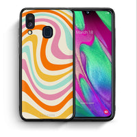 Thumbnail for Θήκη Samsung A40 Colourful Waves από τη Smartfits με σχέδιο στο πίσω μέρος και μαύρο περίβλημα | Samsung A40 Colourful Waves case with colorful back and black bezels