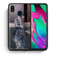 Thumbnail for Θήκη Samsung A40 Tiger Cute από τη Smartfits με σχέδιο στο πίσω μέρος και μαύρο περίβλημα | Samsung A40 Tiger Cute case with colorful back and black bezels