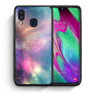 Thumbnail for Θήκη Samsung A40 Rainbow Galaxy από τη Smartfits με σχέδιο στο πίσω μέρος και μαύρο περίβλημα | Samsung A40 Rainbow Galaxy case with colorful back and black bezels