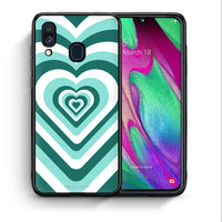 Thumbnail for Θήκη Samsung A40 Green Hearts από τη Smartfits με σχέδιο στο πίσω μέρος και μαύρο περίβλημα | Samsung A40 Green Hearts case with colorful back and black bezels