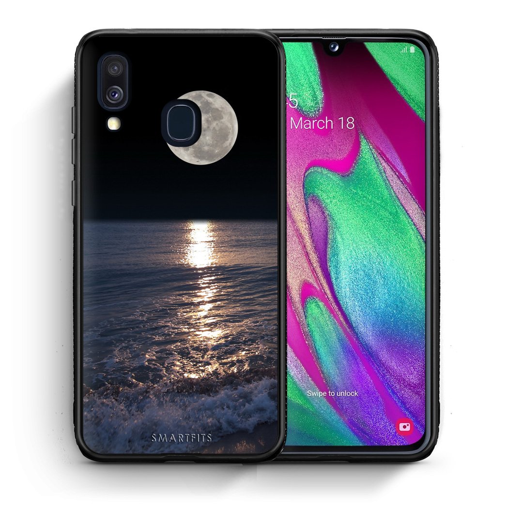 Θήκη Samsung A40 Moon Landscape από τη Smartfits με σχέδιο στο πίσω μέρος και μαύρο περίβλημα | Samsung A40 Moon Landscape case with colorful back and black bezels