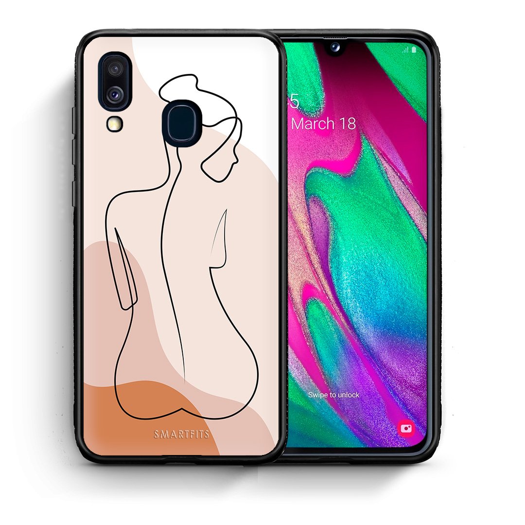 Θήκη Samsung A40 LineArt Woman από τη Smartfits με σχέδιο στο πίσω μέρος και μαύρο περίβλημα | Samsung A40 LineArt Woman case with colorful back and black bezels