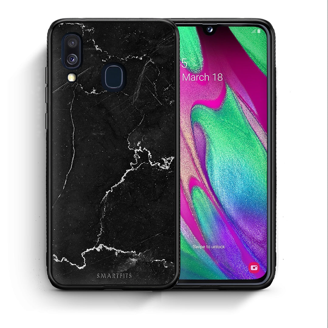 Θήκη Samsung A40 Marble Black από τη Smartfits με σχέδιο στο πίσω μέρος και μαύρο περίβλημα | Samsung A40 Marble Black case with colorful back and black bezels