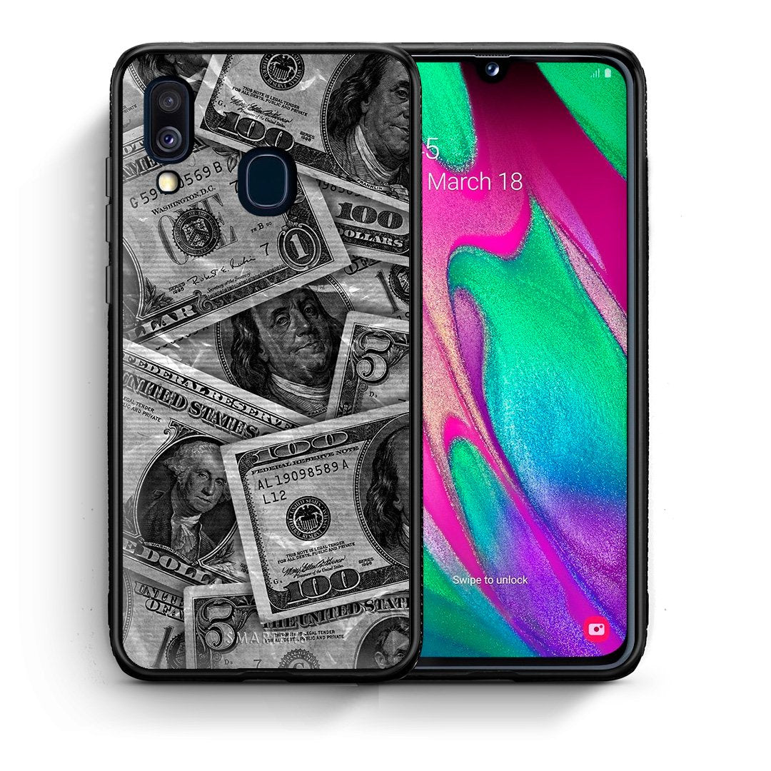 Θήκη Samsung A40 Money Dollars από τη Smartfits με σχέδιο στο πίσω μέρος και μαύρο περίβλημα | Samsung A40 Money Dollars case with colorful back and black bezels