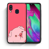 Thumbnail for Θήκη Αγίου Βαλεντίνου Samsung A40 Pig Love 1 από τη Smartfits με σχέδιο στο πίσω μέρος και μαύρο περίβλημα | Samsung A40 Pig Love 1 case with colorful back and black bezels