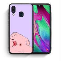 Thumbnail for Θήκη Αγίου Βαλεντίνου Samsung A40 Pig Love 2 από τη Smartfits με σχέδιο στο πίσω μέρος και μαύρο περίβλημα | Samsung A40 Pig Love 2 case with colorful back and black bezels